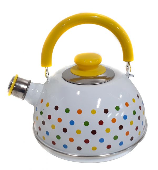 Kettle 2.5L TMM04/25/03/24/H16 with St. hanging pen white "Colorful peas" (decor-stainless steel) (4)